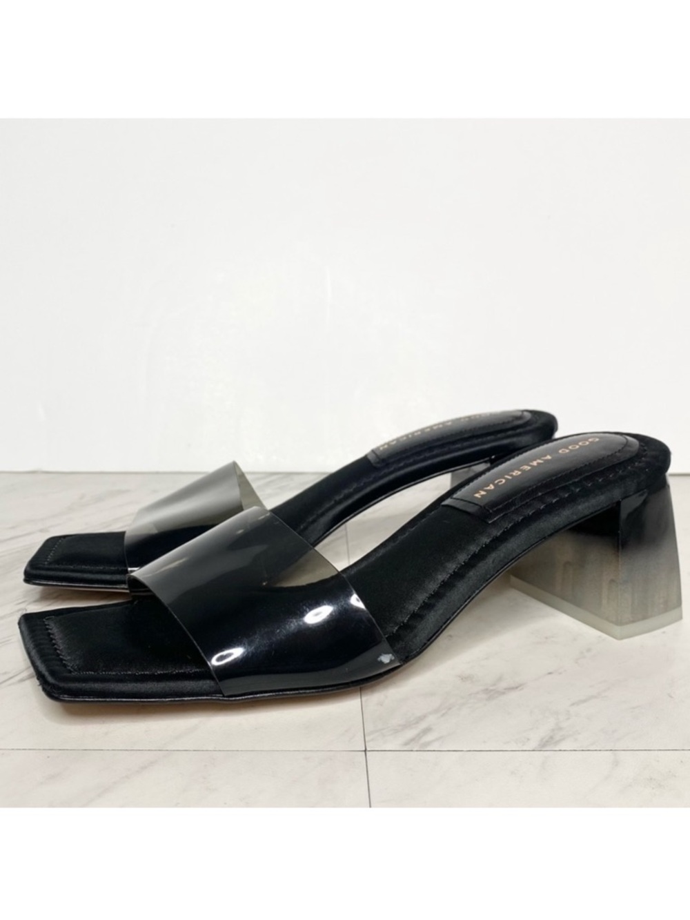 Good American Square Toe Heeled Sandal 7